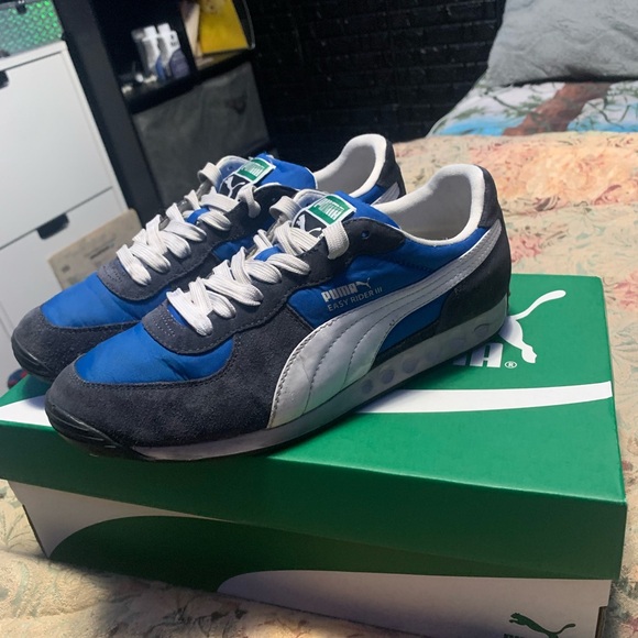 Vintage Puma Easy Rider lll Runing Shoes - blue , white fabric - Picture 3 of 6